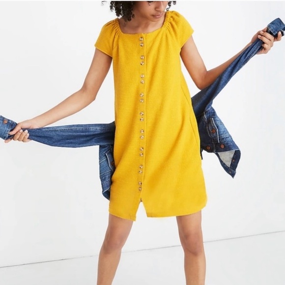 Madewell Dresses & Skirts - Madewell Texture & Thread Mustard Mini Dress Size Medium